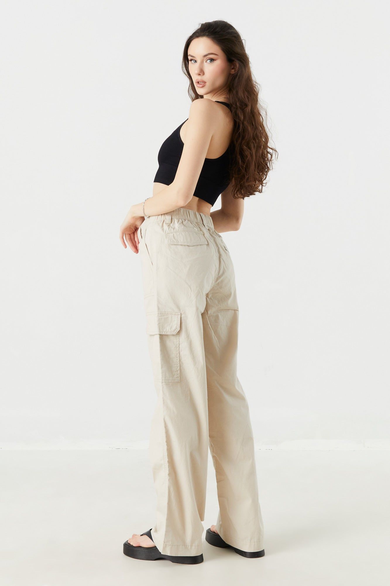 Poplin Wide Leg Cargo Pant sold by Charlotte Russe product image thumbnail 3