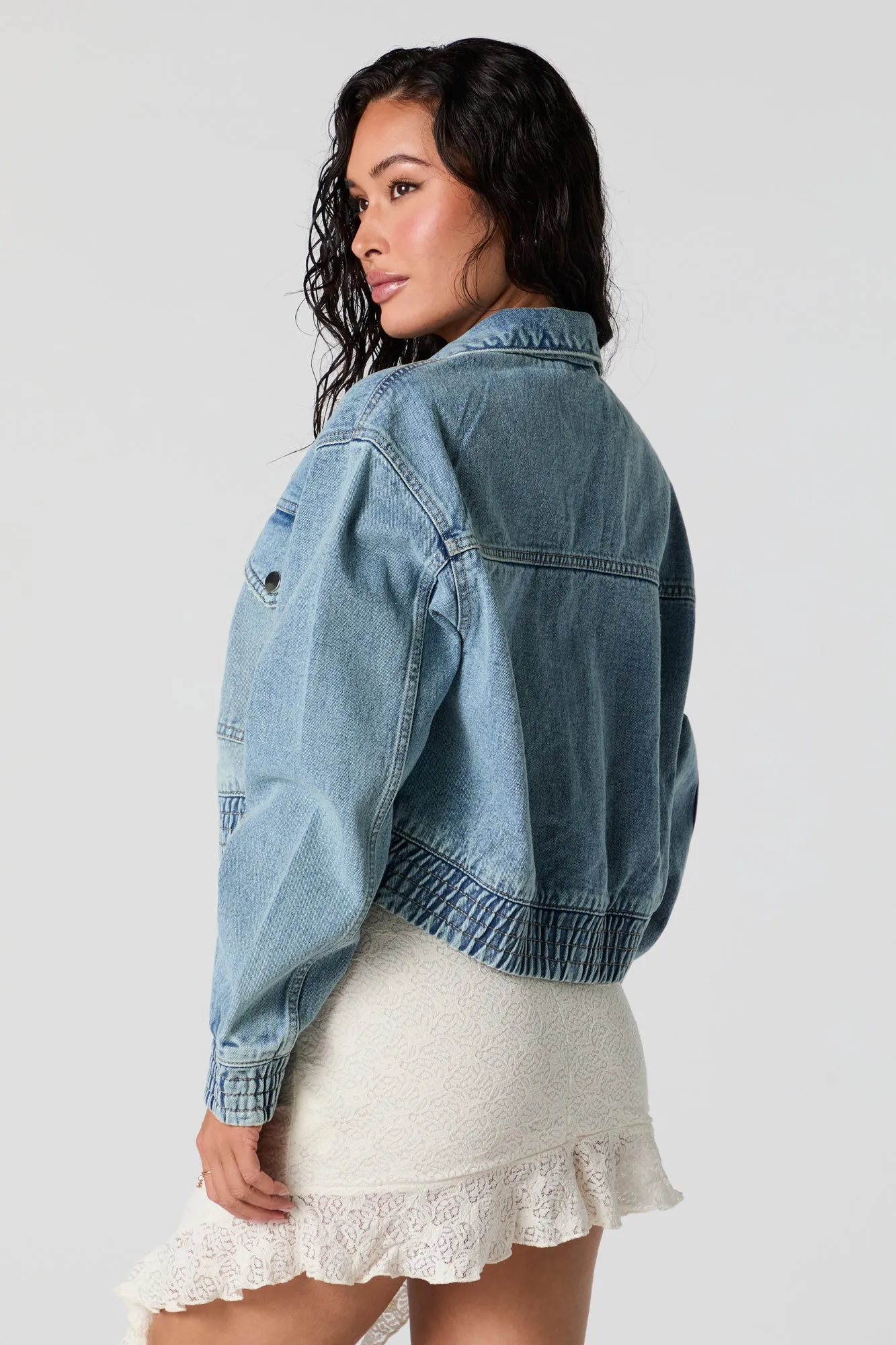 Cinched Hem Denim Jacket sold by Charlotte Russe product image thumbnail 2