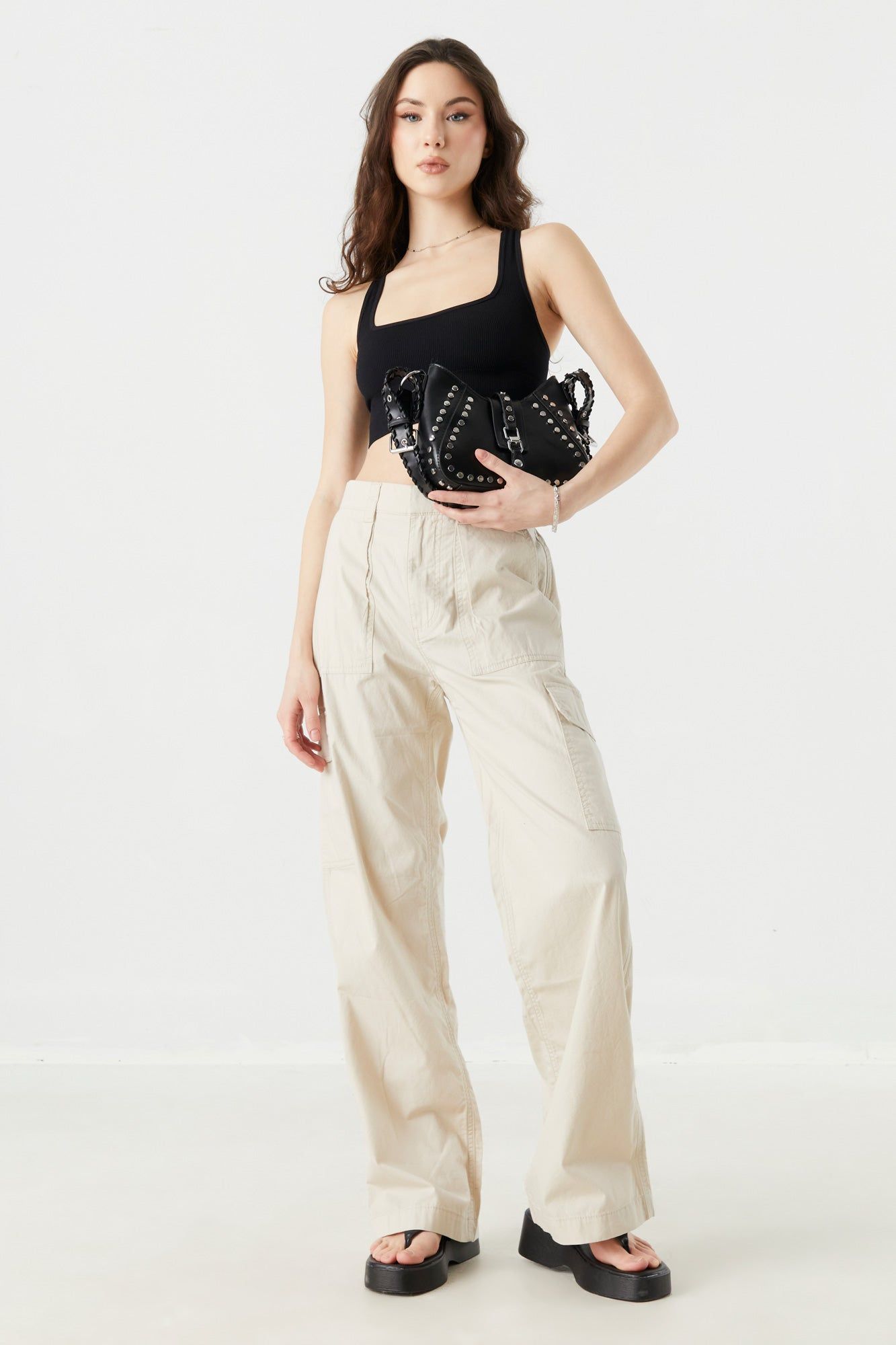 Poplin Wide Leg Cargo Pant sold by Charlotte Russe