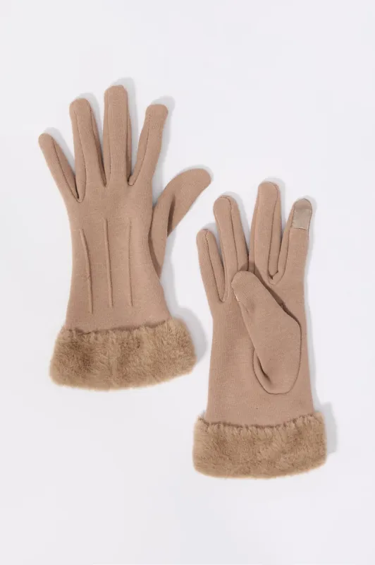 Faux Fur Trim Touch Screen Gloves sold by Charlotte Russe