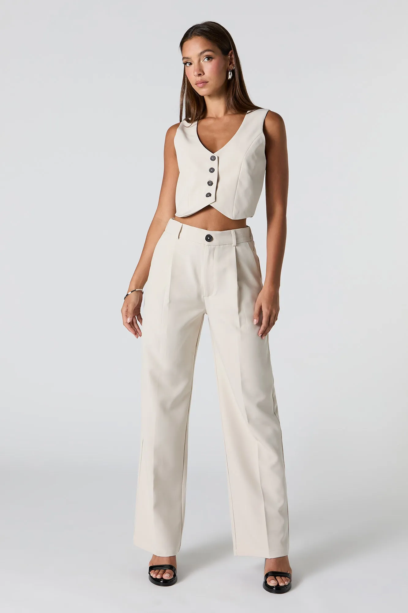 Button Front Cropped Vest sold by Charlotte Russe product image thumbnail 3