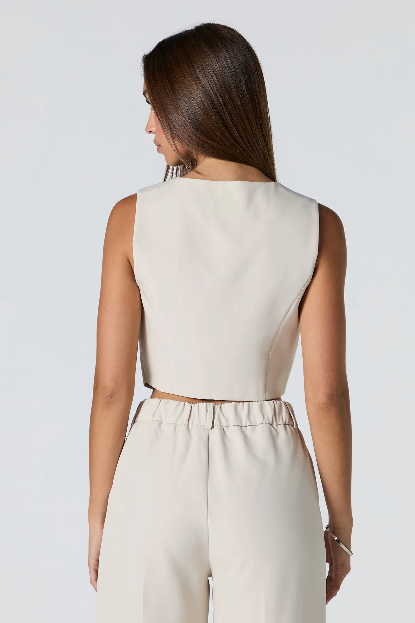 Button Front Cropped Vest sold by Charlotte Russe product image thumbnail 2