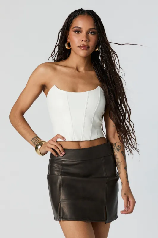 Faux Leather Corset Tube Top sold by Charlotte Russe