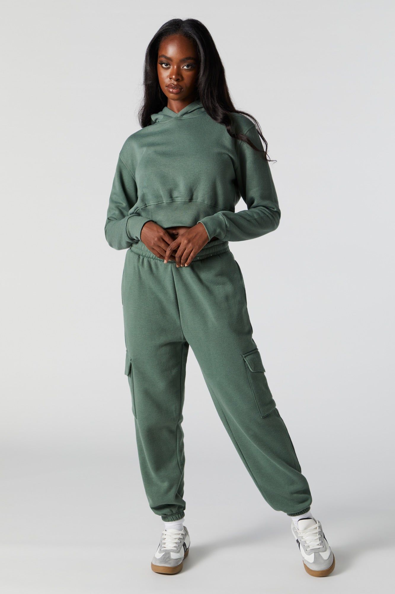 Colored Fleece Cropped Hoodie sold by Charlotte Russe product image thumbnail 3