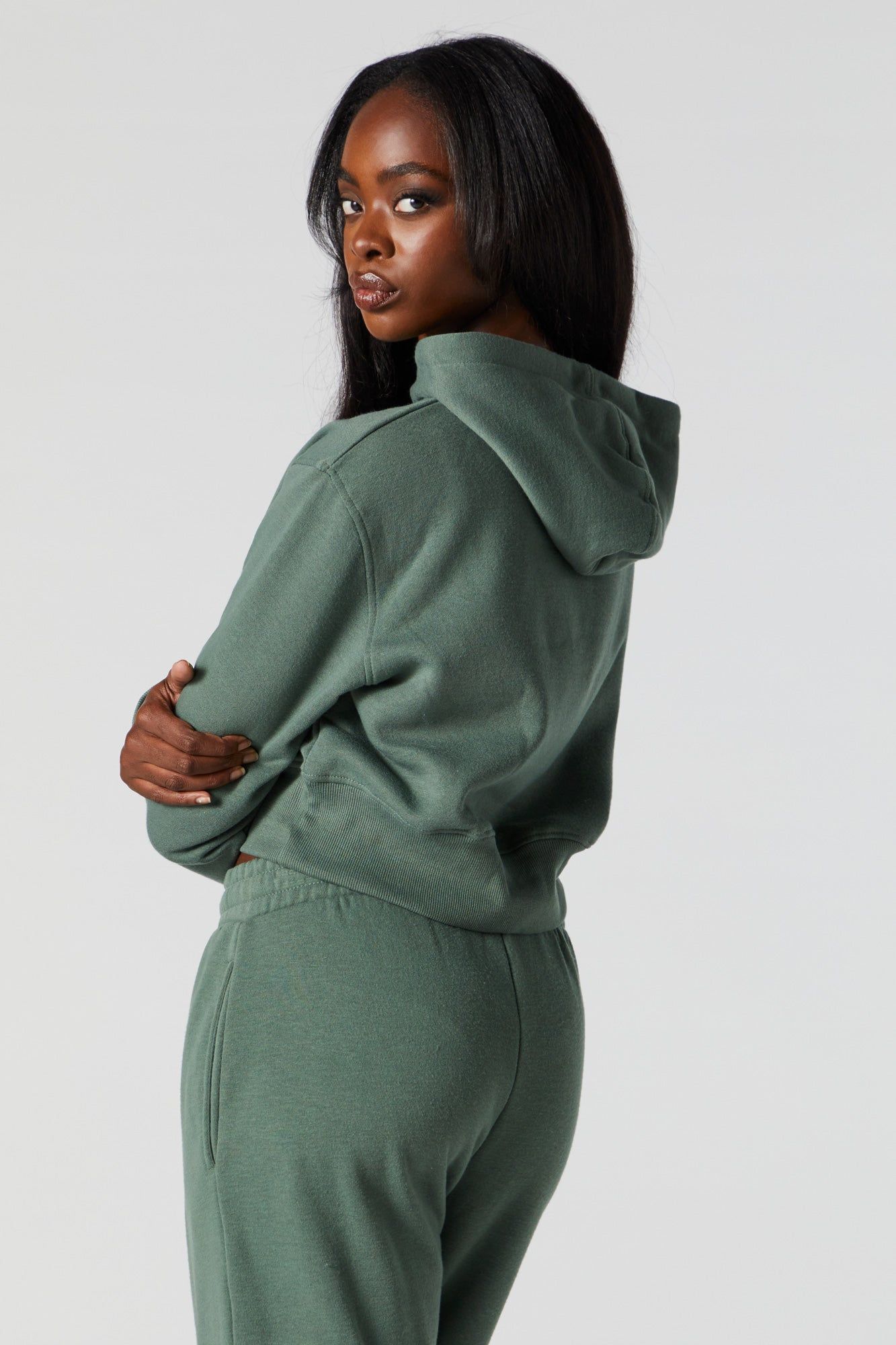 Colored Fleece Cropped Hoodie sold by Charlotte Russe product image thumbnail 2