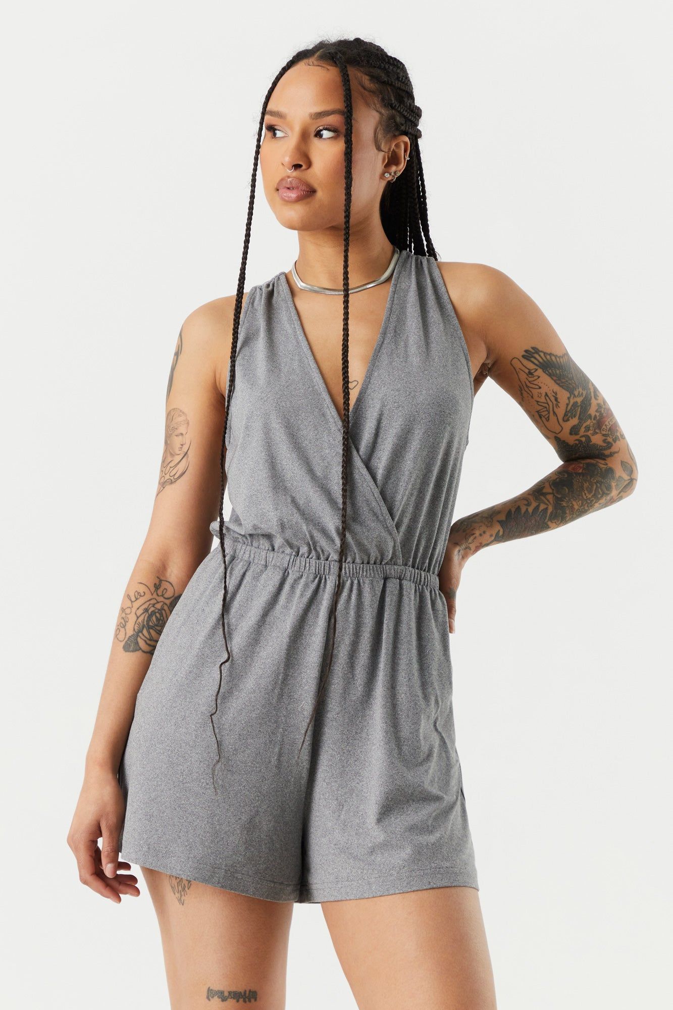 Surplice Elastic Waist Romper sold by Charlotte Russe product image thumbnail 4