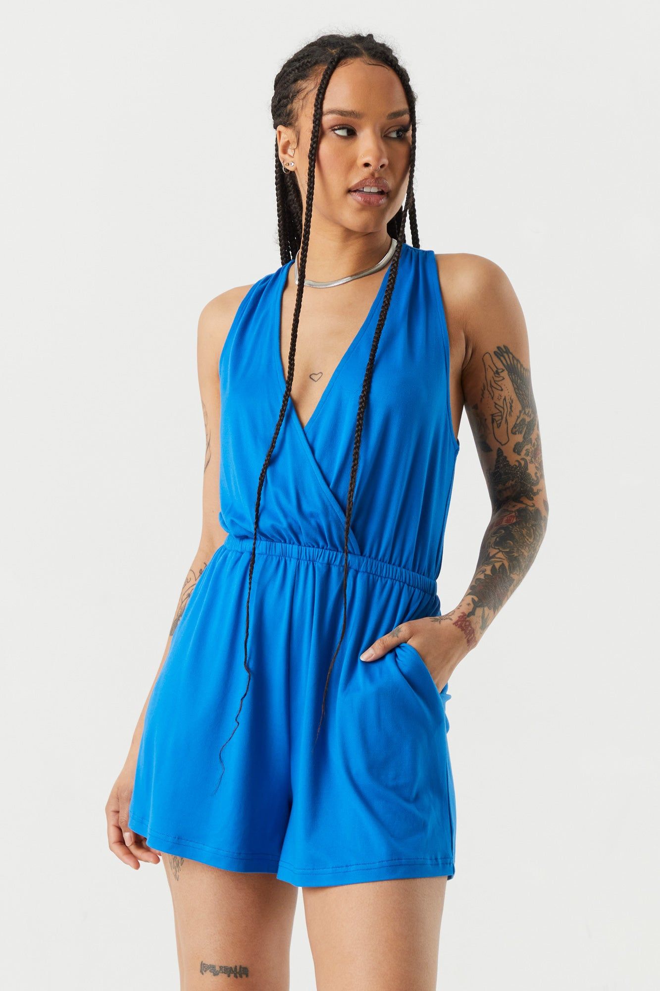 Surplice Elastic Waist Romper sold by Charlotte Russe product image thumbnail 7