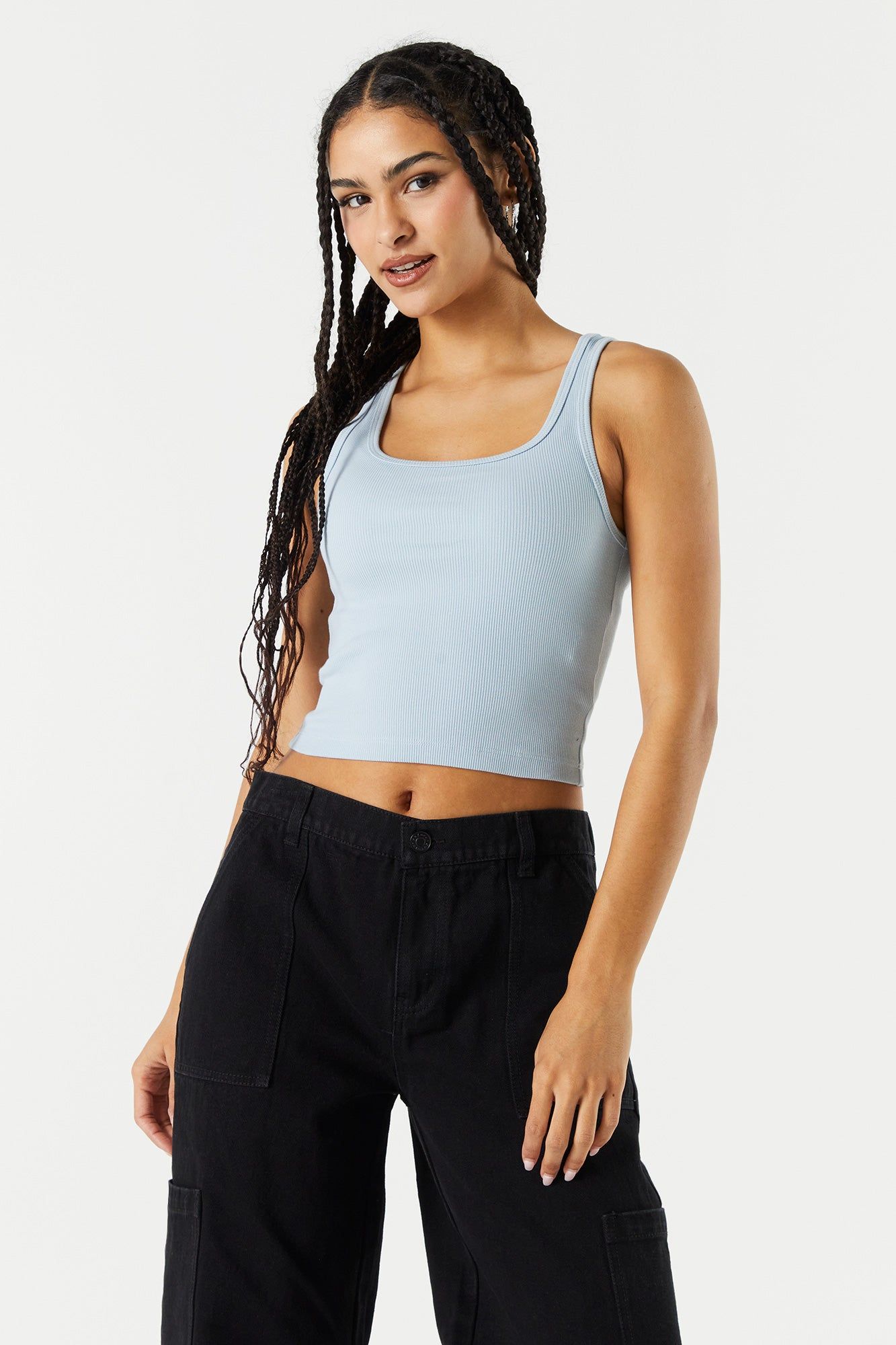 Ribbed Scoop Neck Cropped Tank sold by Charlotte Russe product image thumbnail 4