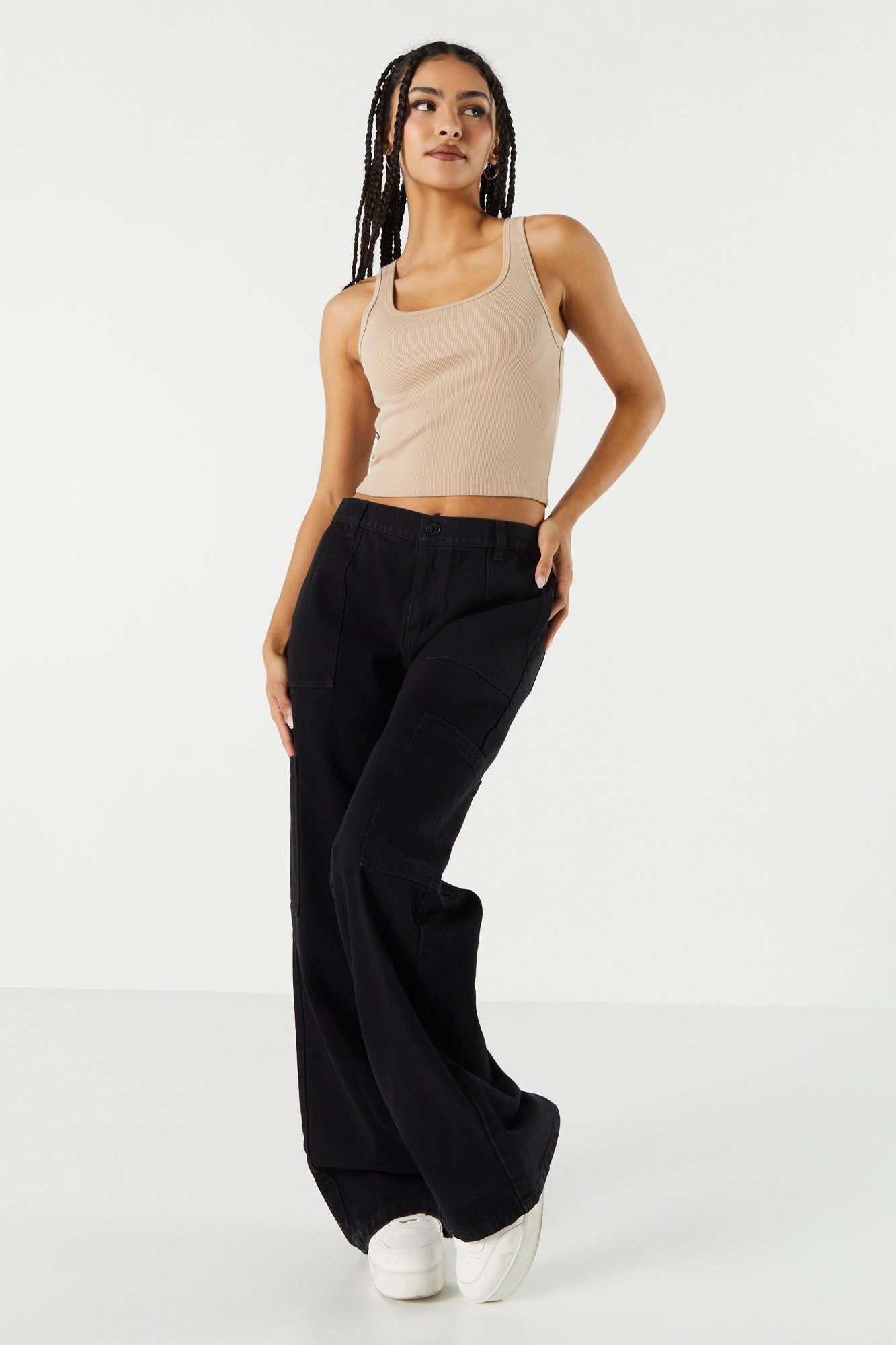 Ribbed Scoop Neck Cropped Tank sold by Charlotte Russe product image thumbnail 3