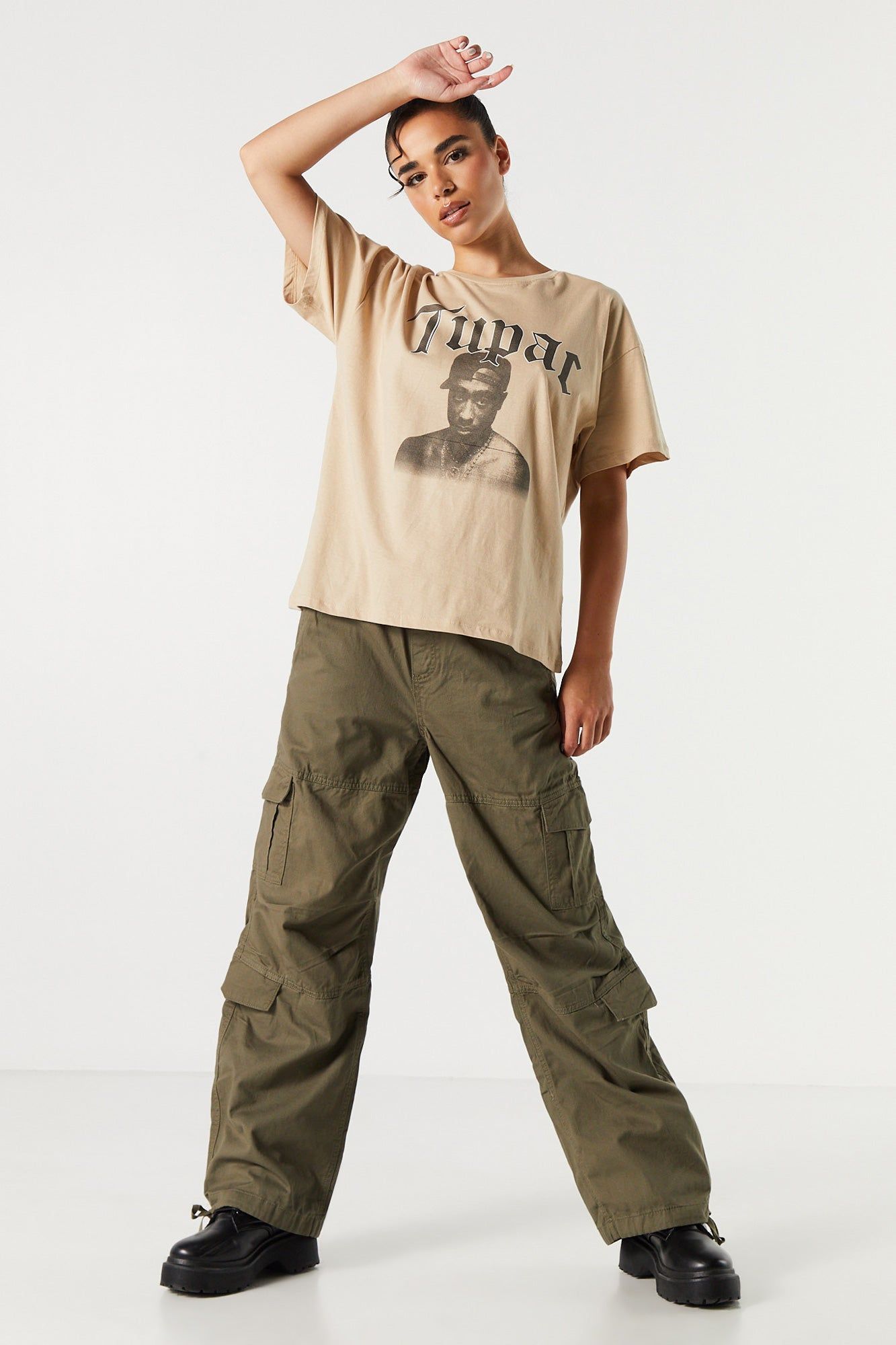 Tupac Graphic Boyfriend T-Shirt sold by Charlotte Russe product image thumbnail 3