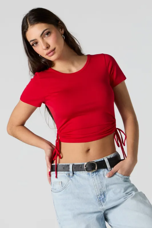 Cut Out Drawstring Cropped T-Shirt sold by Charlotte Russe