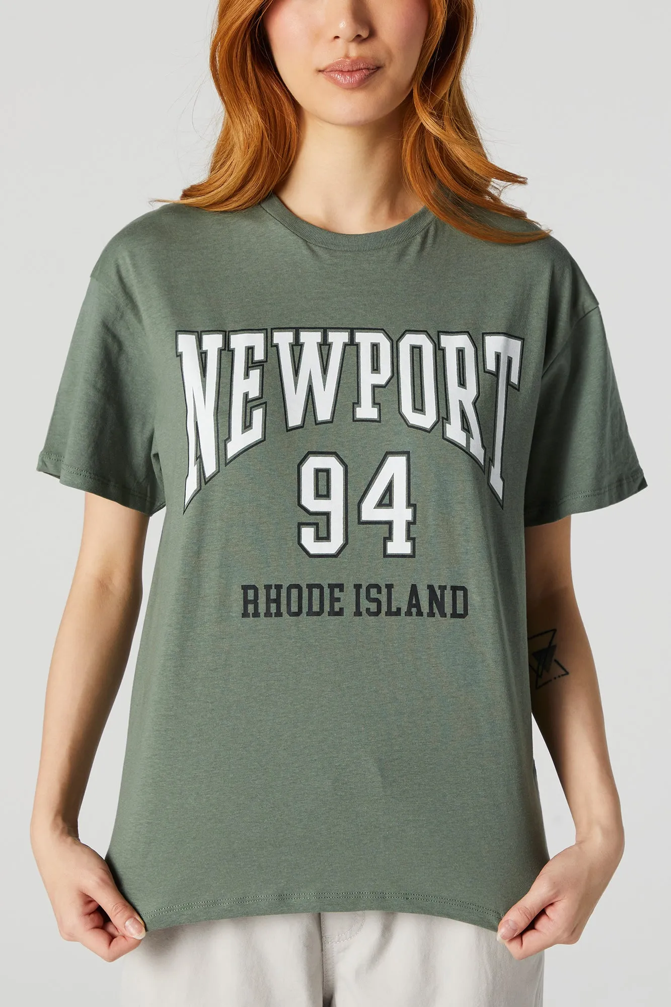 Newport Rhode Island Varsity Graphic Boyfriend T-Shirt sold by Charlotte Russe