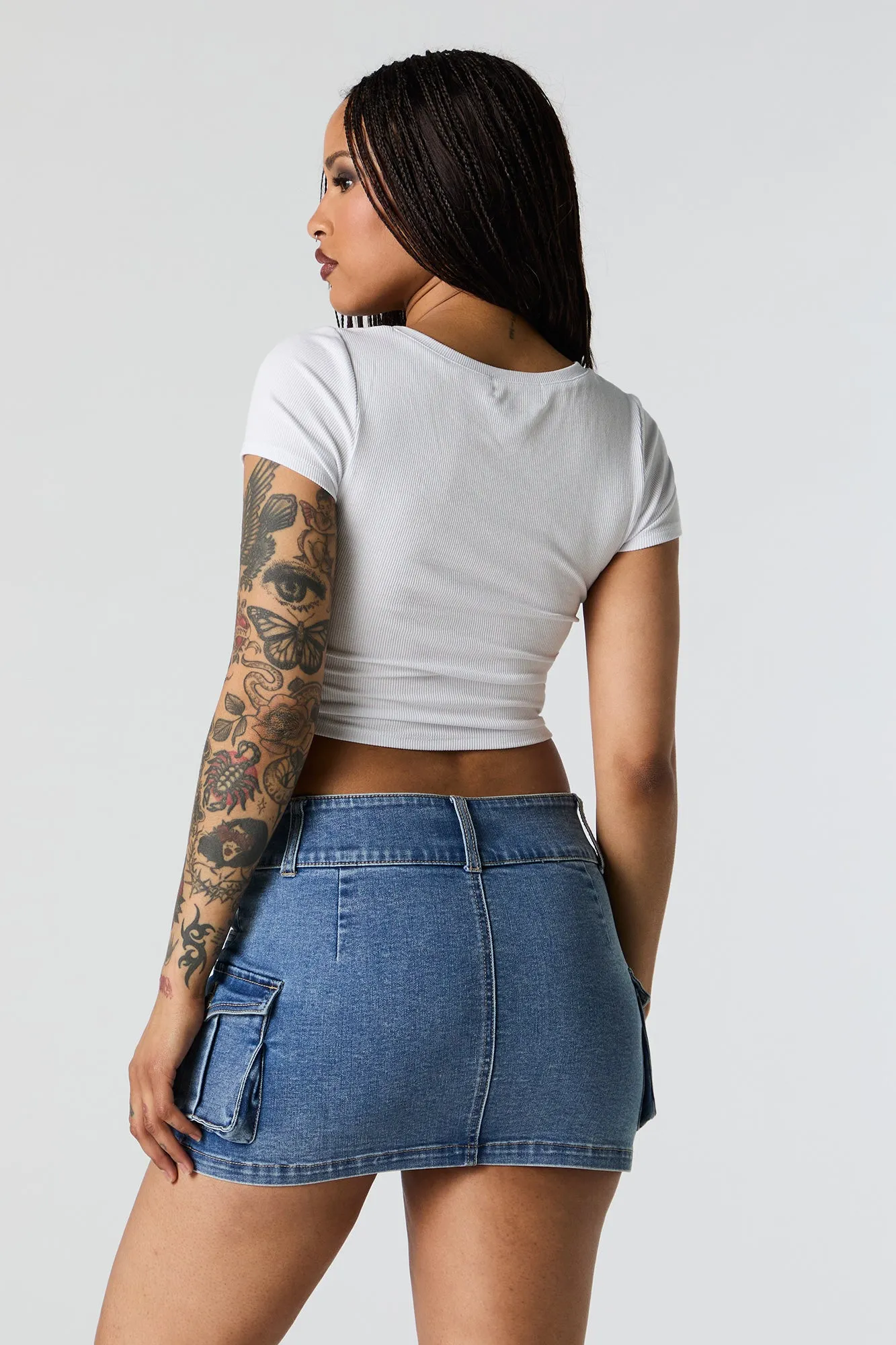 Denim Cargo Mini Skirt sold by Charlotte Russe product image thumbnail 2