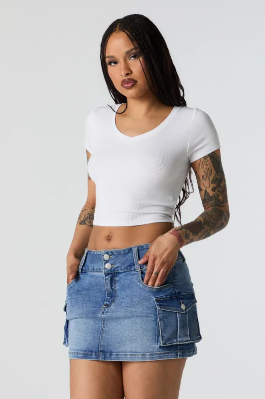 Denim Cargo Mini Skirt sold by Charlotte Russe
