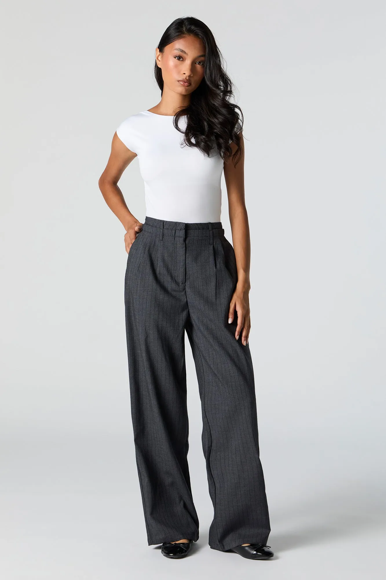 Pleated Straight Leg Dress Pant sold by Charlotte Russe