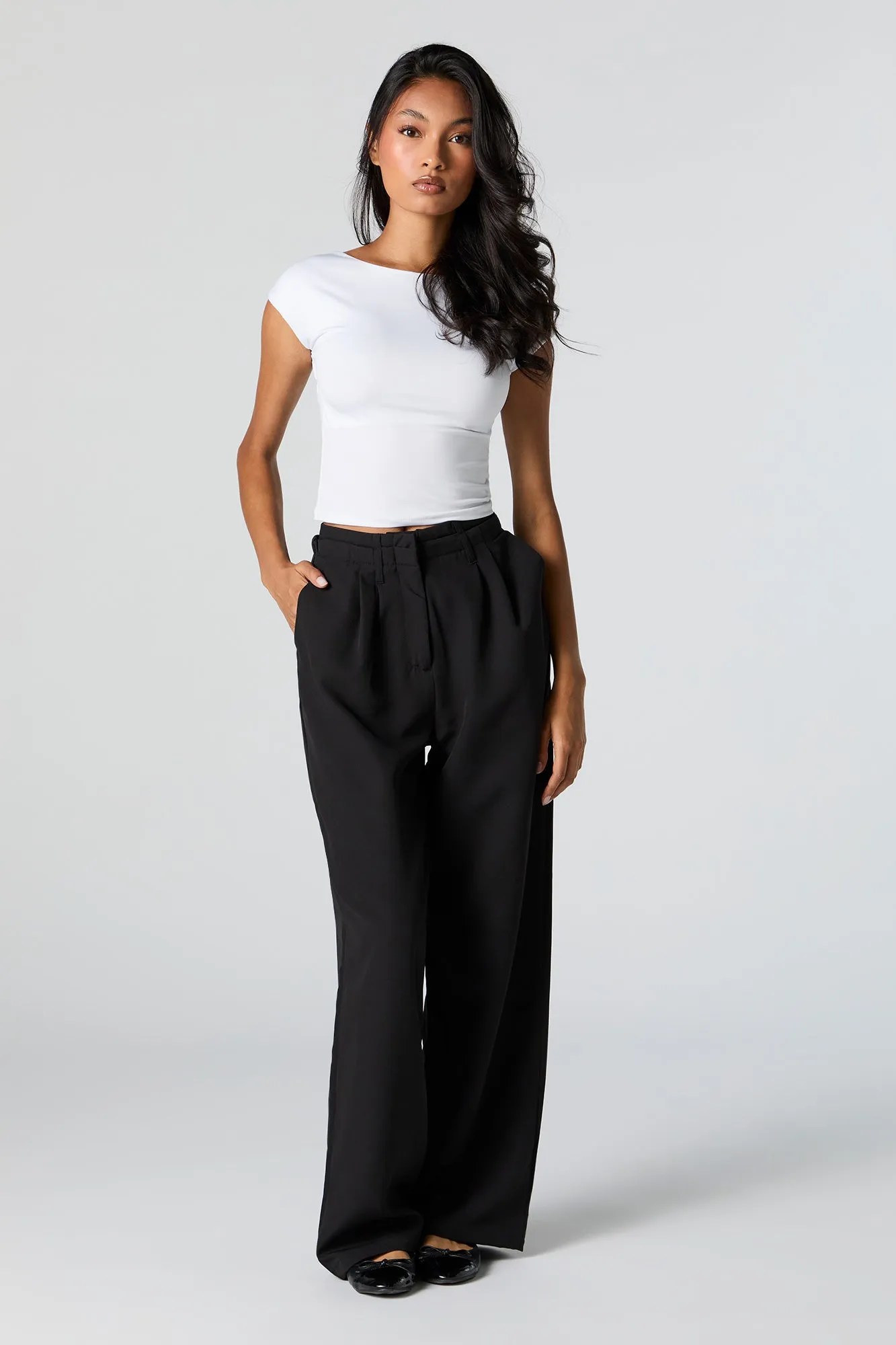 Pleated Straight Leg Dress Pant sold by Charlotte Russe product image thumbnail 2
