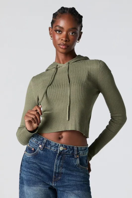 Ribbed Knit Hooded Sweater sold by Charlotte Russe