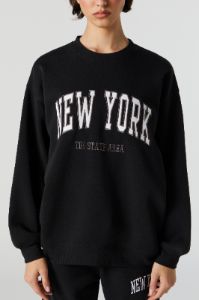 Chenille Embroidered New York Fleece Sweatshirt sold by Charlotte Russe
