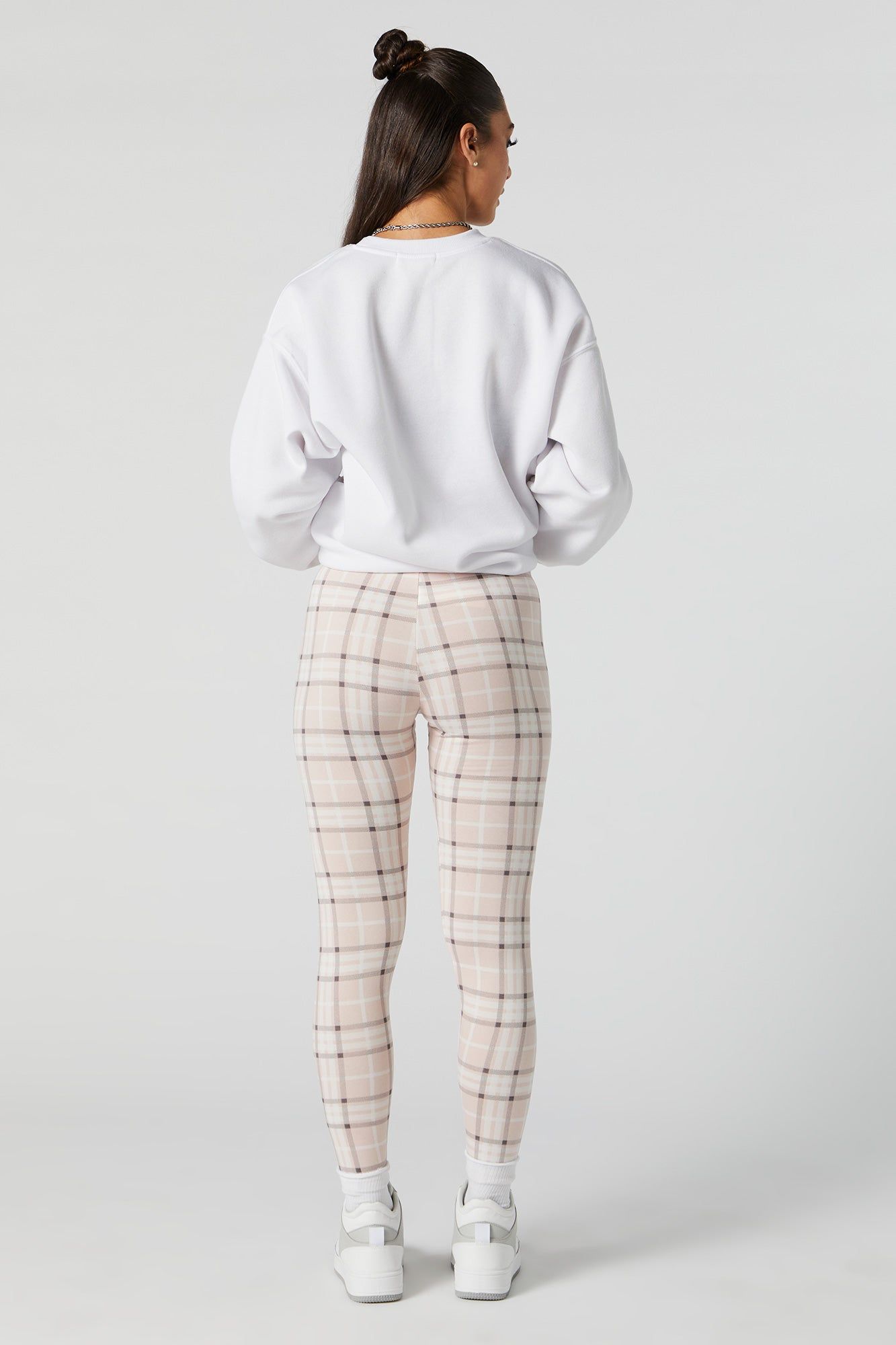 Pink Plaid Print Fleece Legging sold by Charlotte Russe product image thumbnail 3