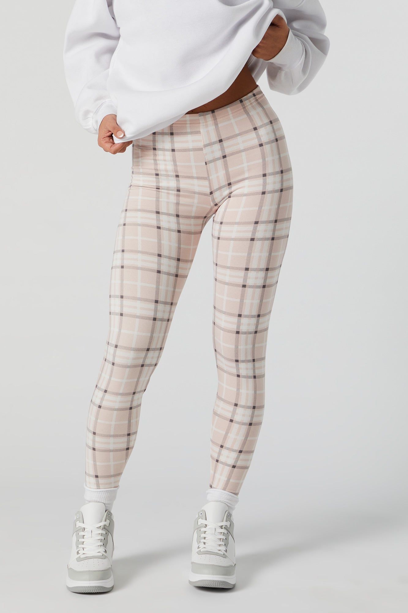 Pink Plaid Print Fleece Legging sold by Charlotte Russe product image thumbnail 2