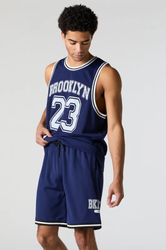 Brooklyn Graphic Mesh Basketball Short sold by Charlotte Russe