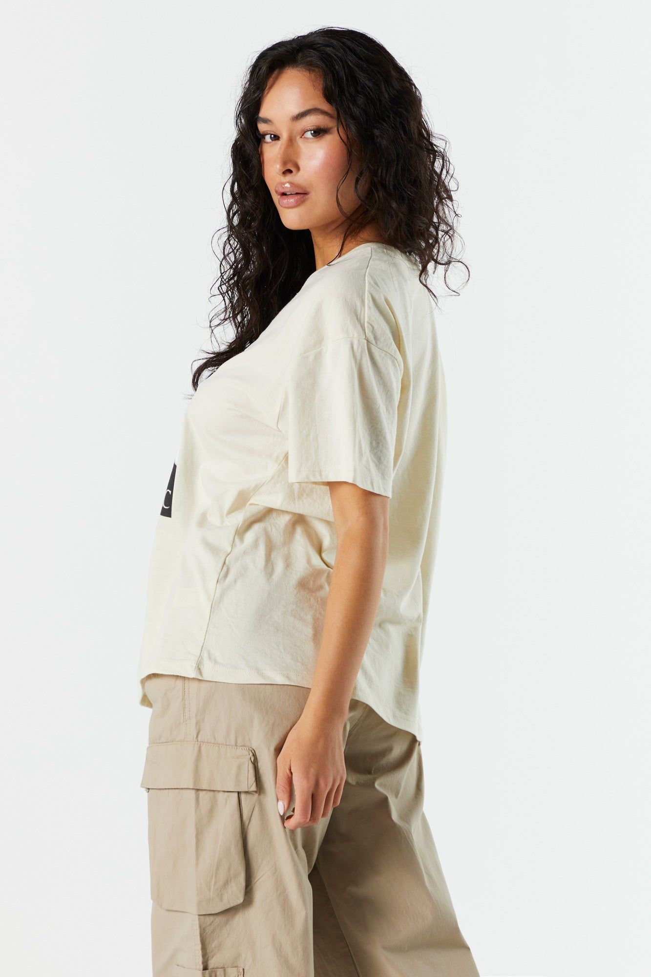 Cream Tupac Graphic Boyfriend T-Shirt sold by Charlotte Russe product image thumbnail 2