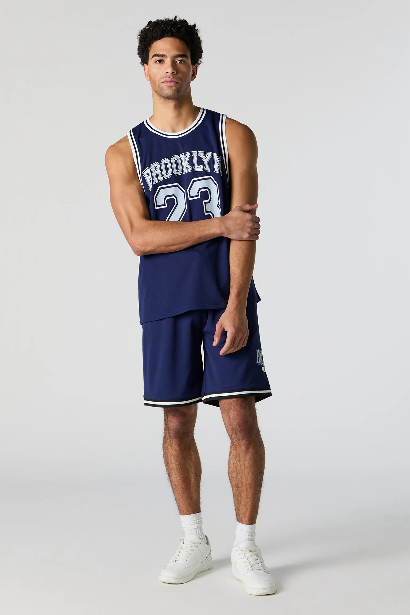 Brooklyn Graphic Mesh Basketball Short sold by Charlotte Russe product image thumbnail 3