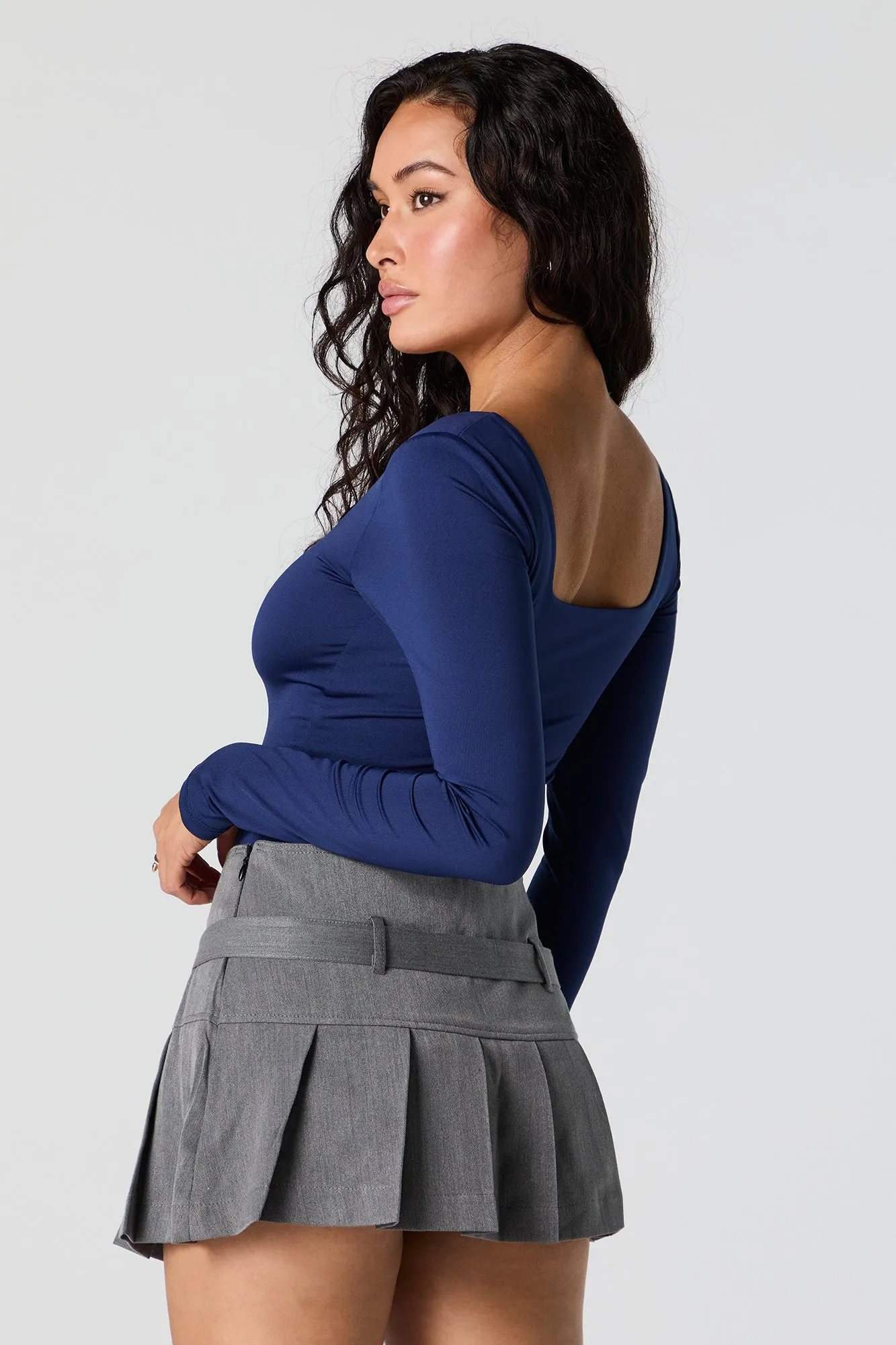 Contour Square Neck Long Sleeve Bodysuit sold by Charlotte Russe product image thumbnail 4