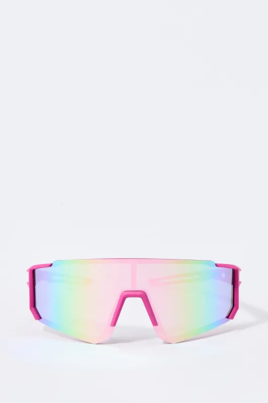 Soft Touch Tinted Shield Sunglasses sold by Charlotte Russe