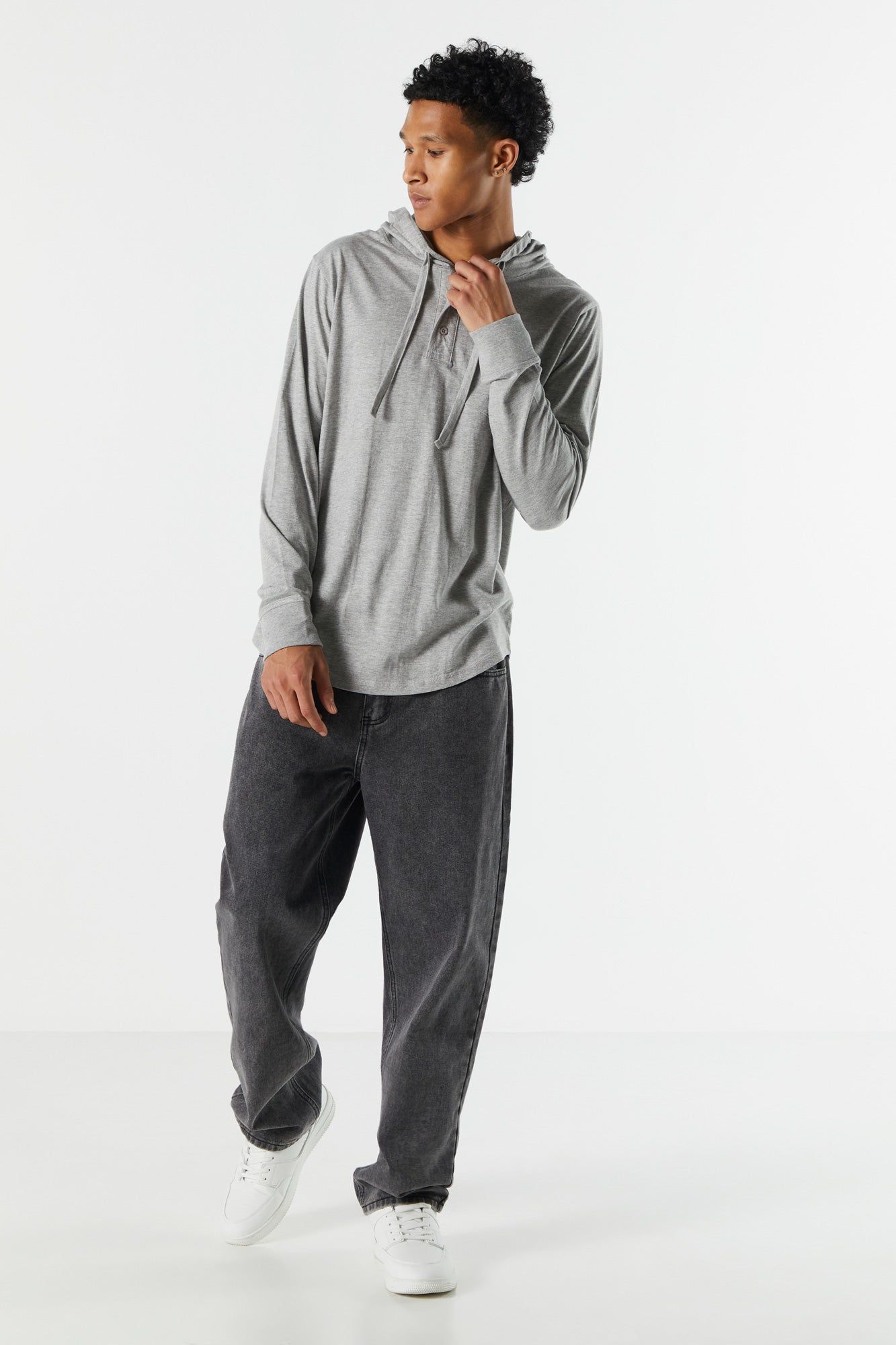 Hooded Henley Long Sleeve Top sold by Charlotte Russe product image thumbnail 3