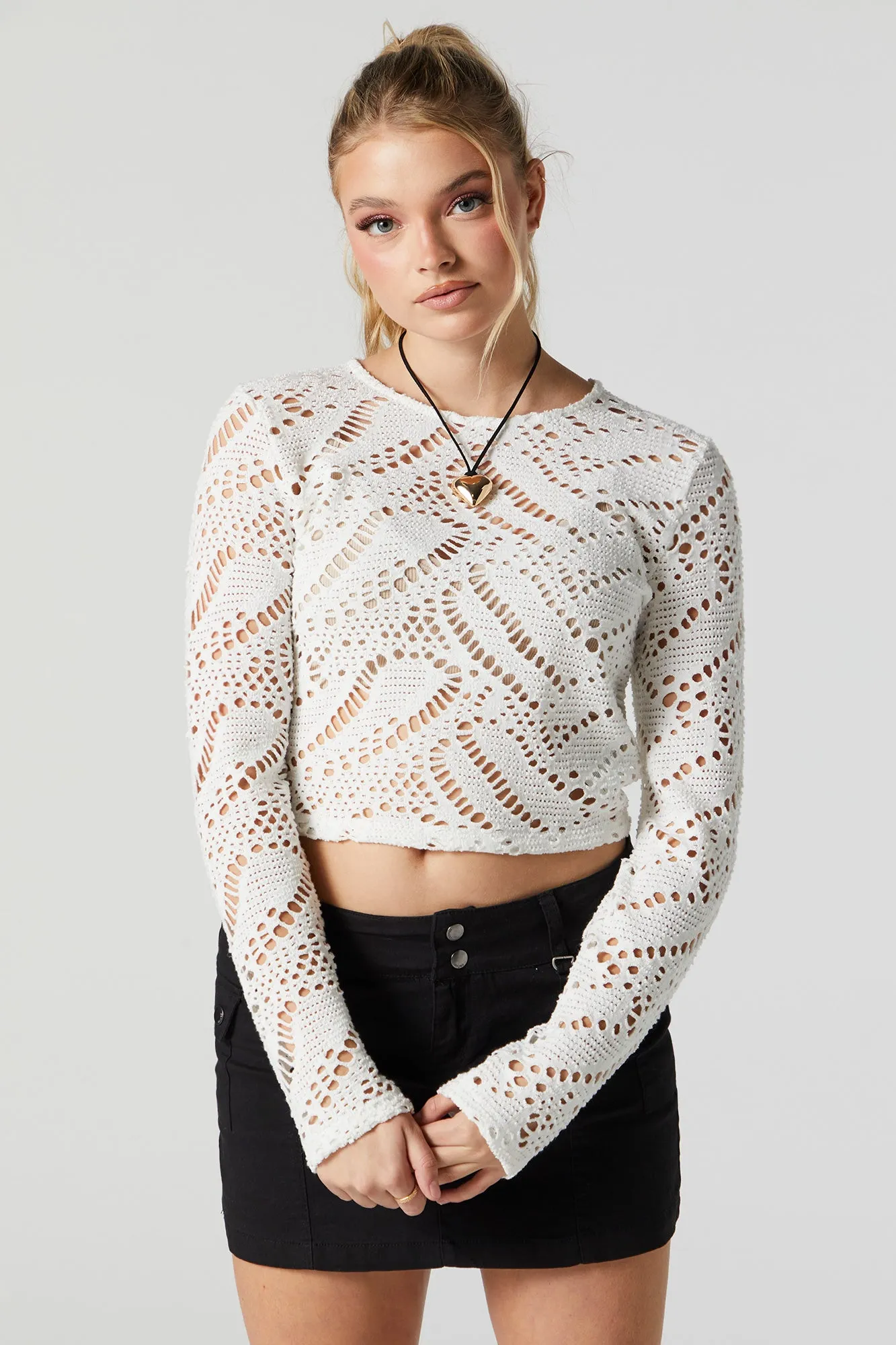 Crochet Long Sleeve Top sold by Charlotte Russe product image thumbnail 5