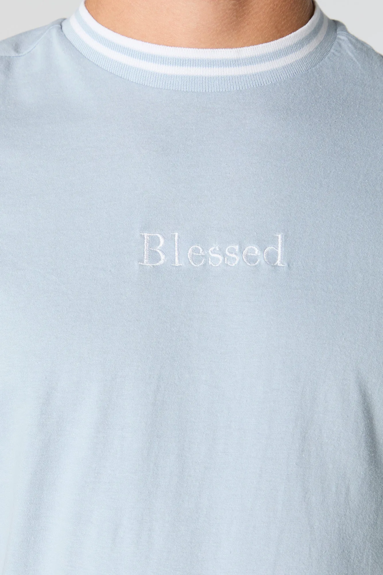Blessed Embroidered Contrast Trim T-Shirt sold by Charlotte Russe product image thumbnail 4