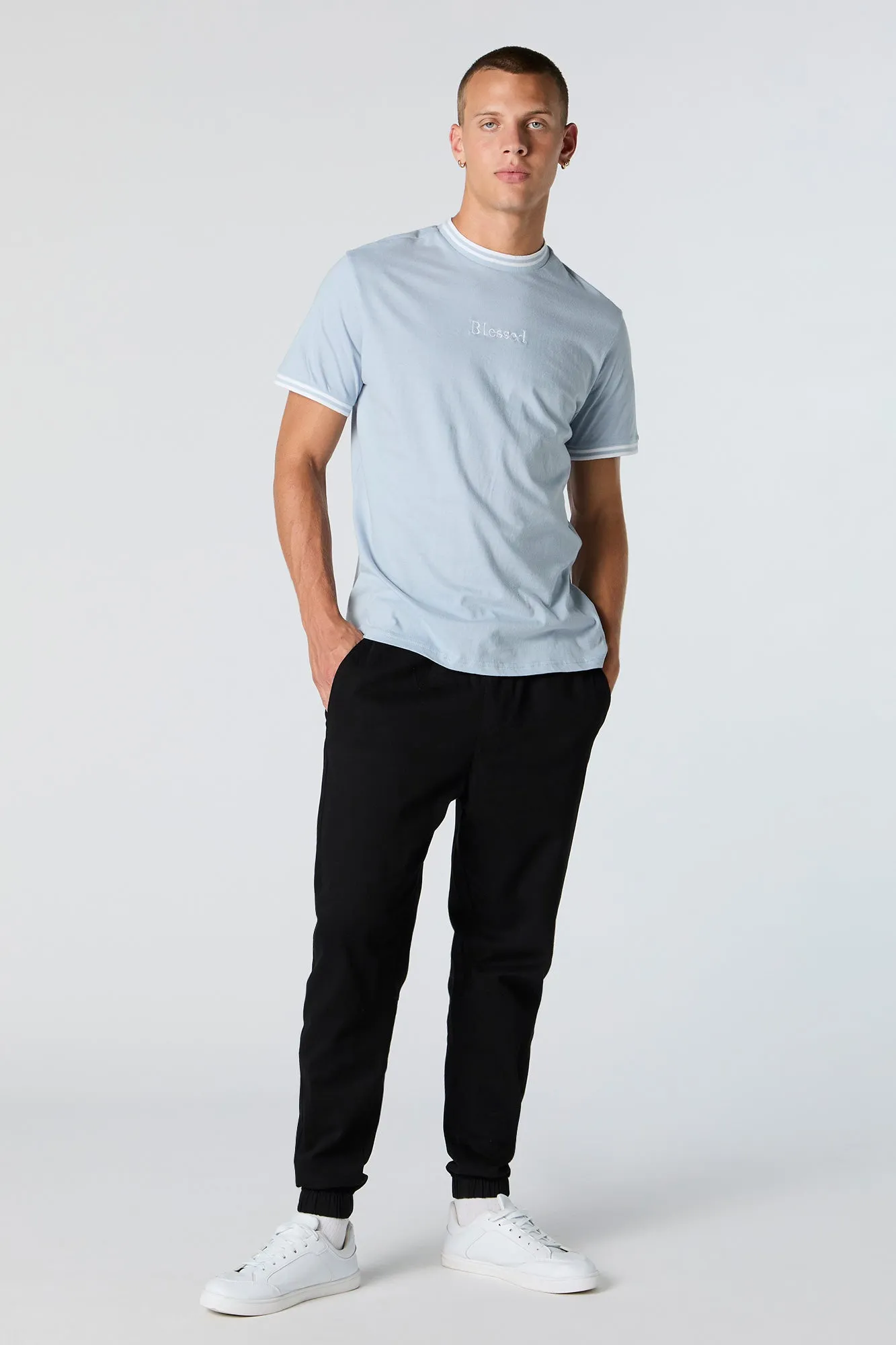 Blessed Embroidered Contrast Trim T-Shirt sold by Charlotte Russe product image thumbnail 3