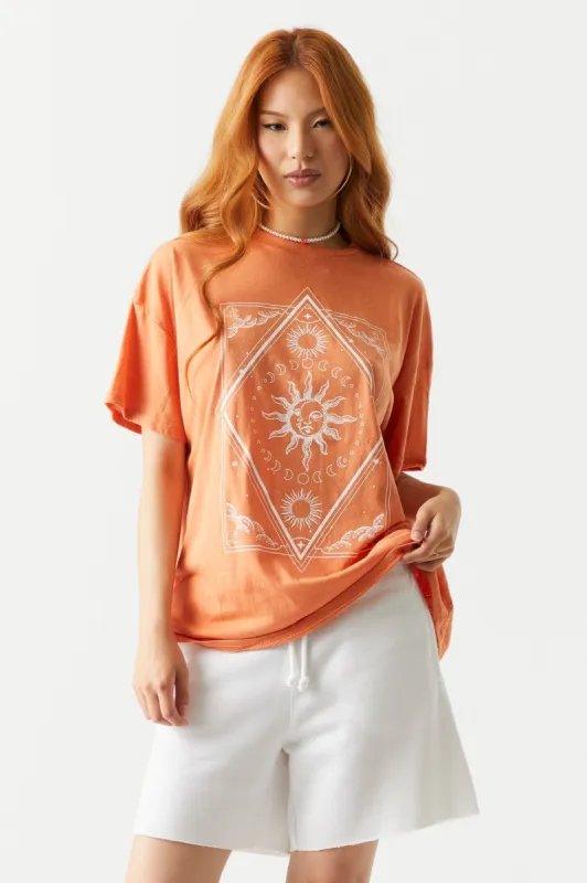 Mystic Sun And Moon Graphic T-Shirt sold by Charlotte Russe