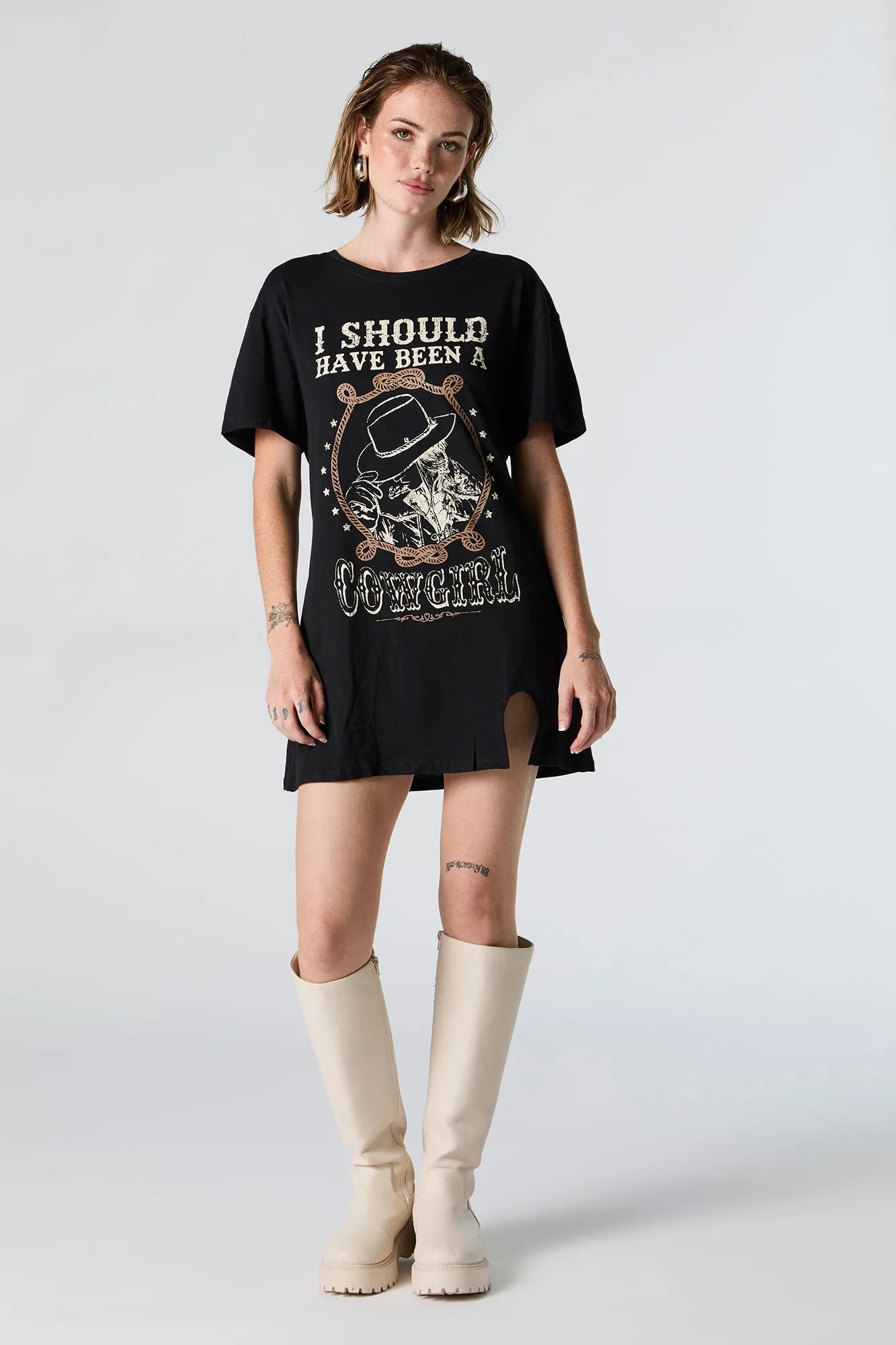 Should've Been a Cowgirl Graphic T-Shirt Dress sold by Charlotte Russe product image thumbnail 3