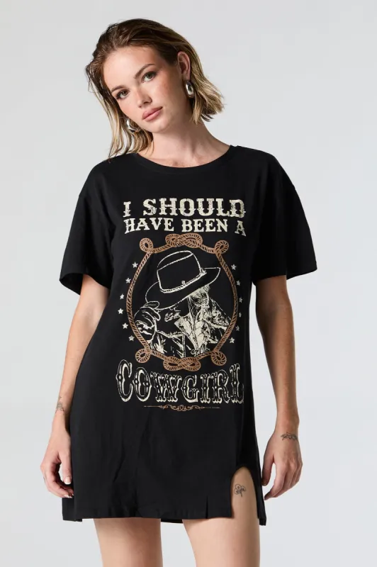 Should've Been a Cowgirl Graphic T-Shirt Dress sold by Charlotte Russe