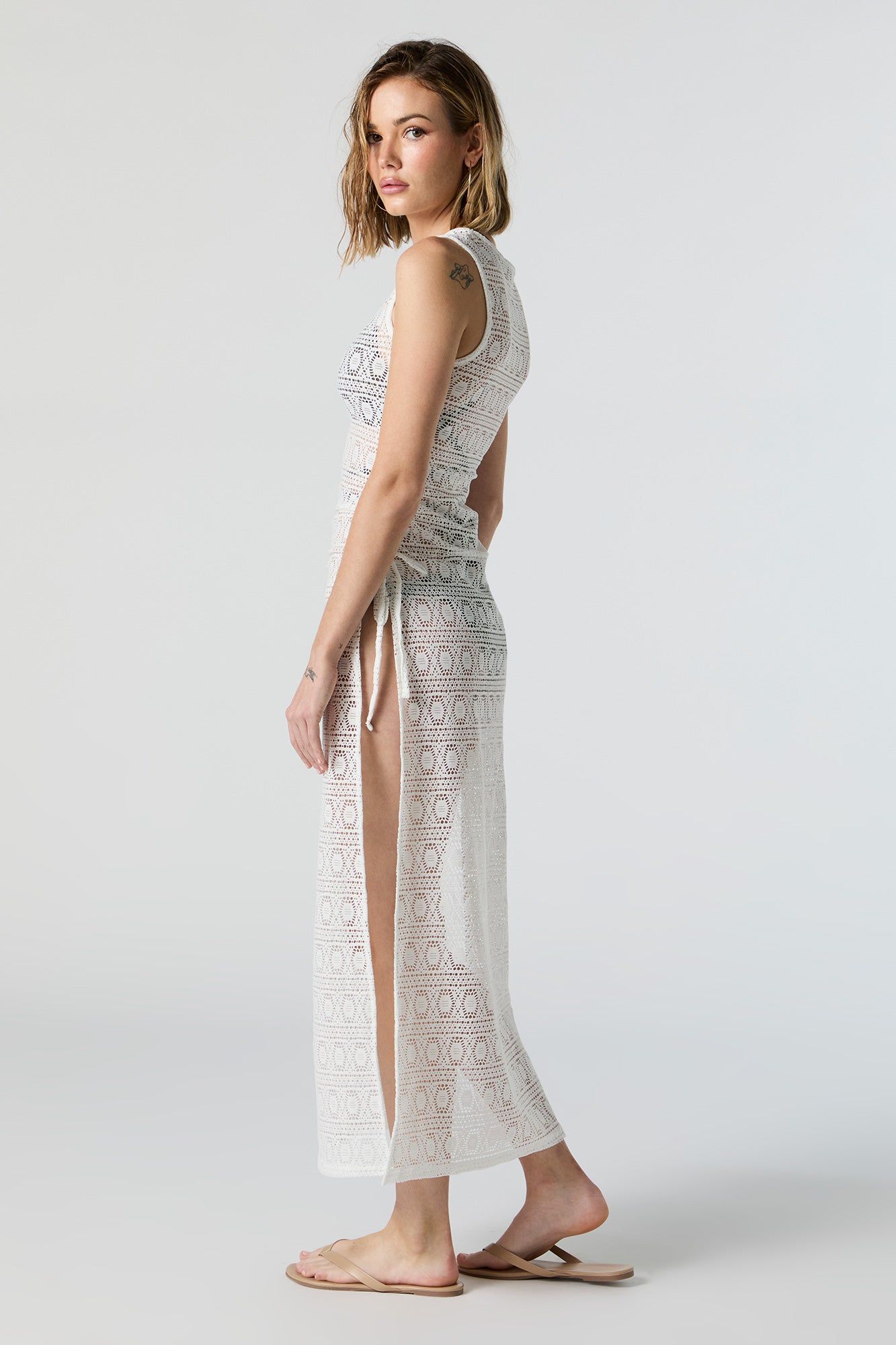 Crochet Ruched Cover Up Dress sold by Charlotte Russe