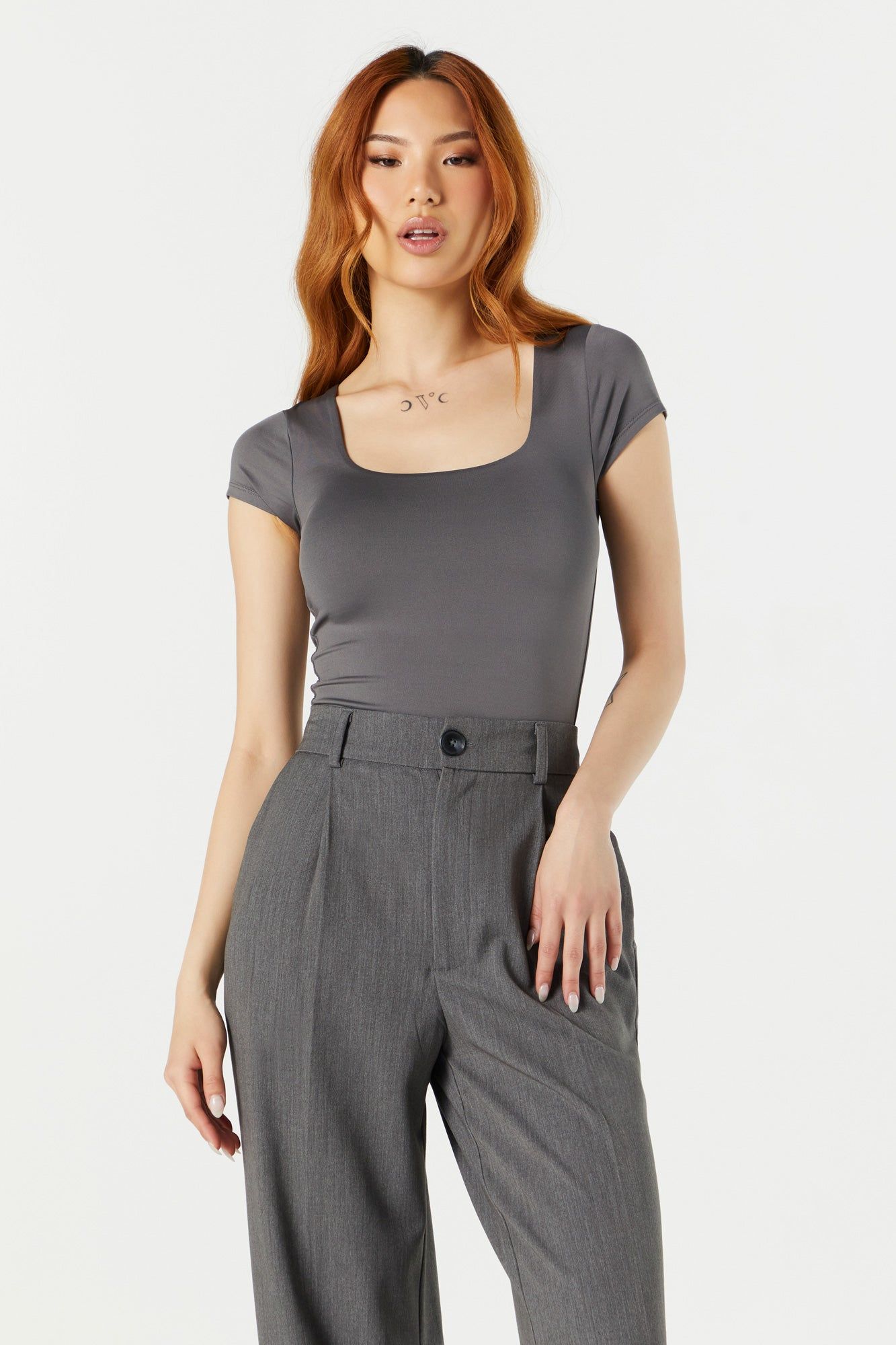 Contour Square Neck Short Sleeve Bodysuit sold by Charlotte Russe product image thumbnail 11