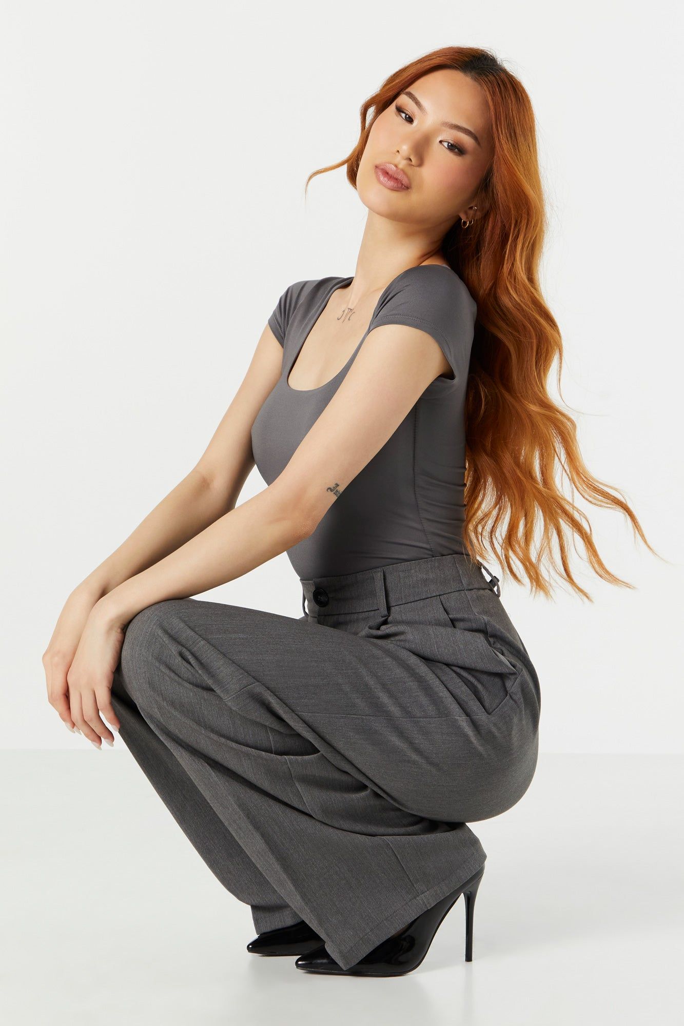 Contour Square Neck Short Sleeve Bodysuit sold by Charlotte Russe product image thumbnail 6