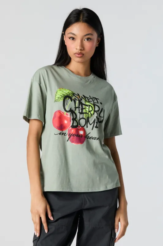 Sweet Cherry Bomb Graphic Boyfriend T-Shirt sold by Charlotte Russe