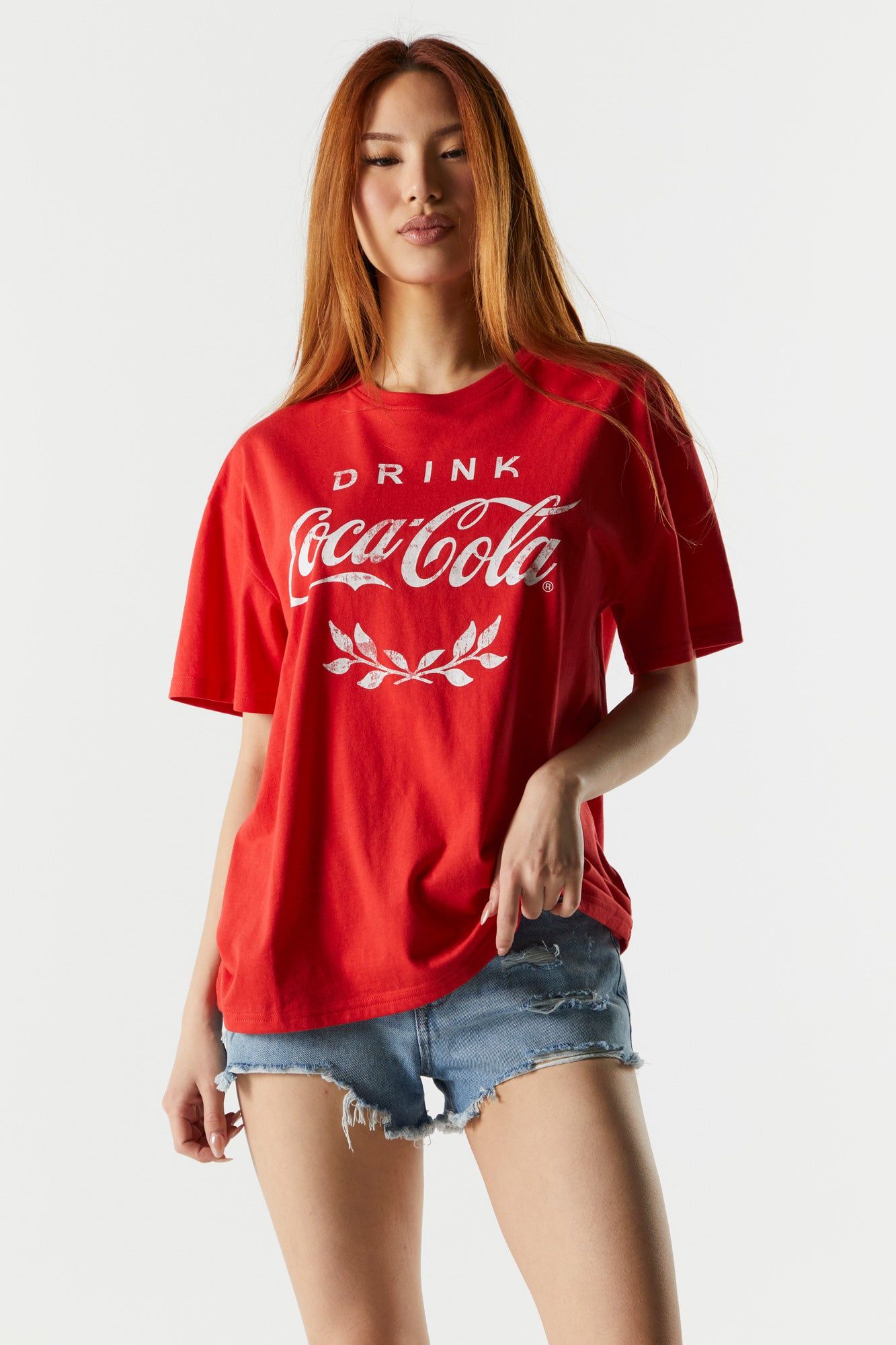 Red Coca Cola Graphic Boyfriend T-Shirt sold by Charlotte Russe