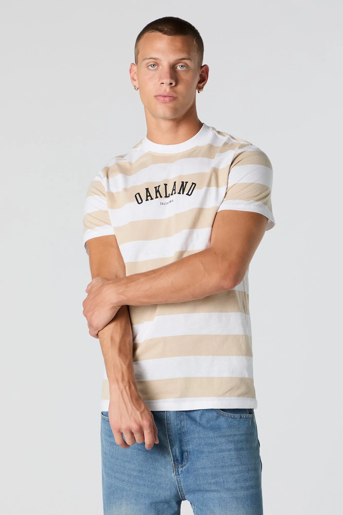 Oakland Graphic Striped -Shirt sold by Charlotte Russe