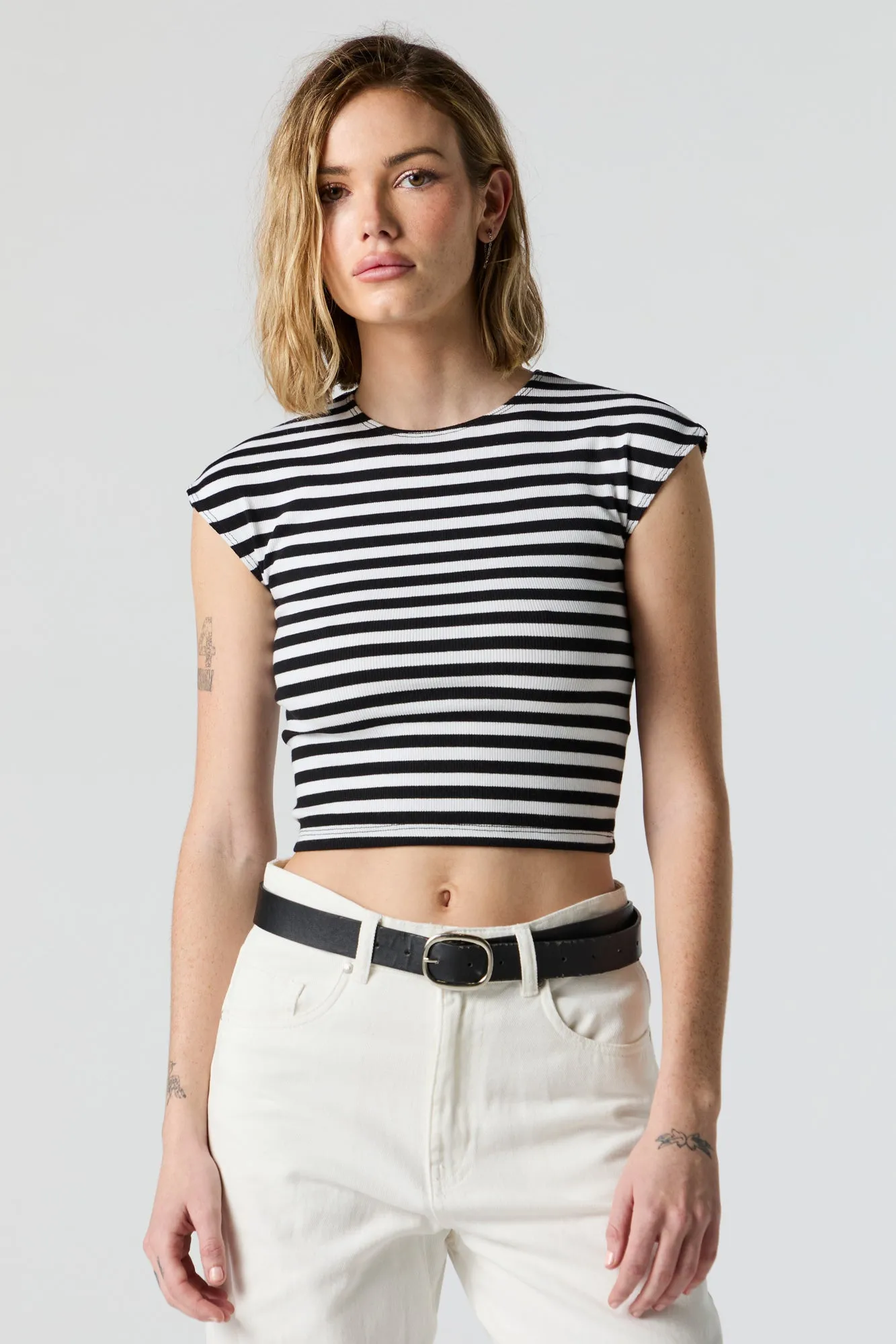 Ribbed Cap Sleeve Crop Top sold by Charlotte Russe product image thumbnail 4