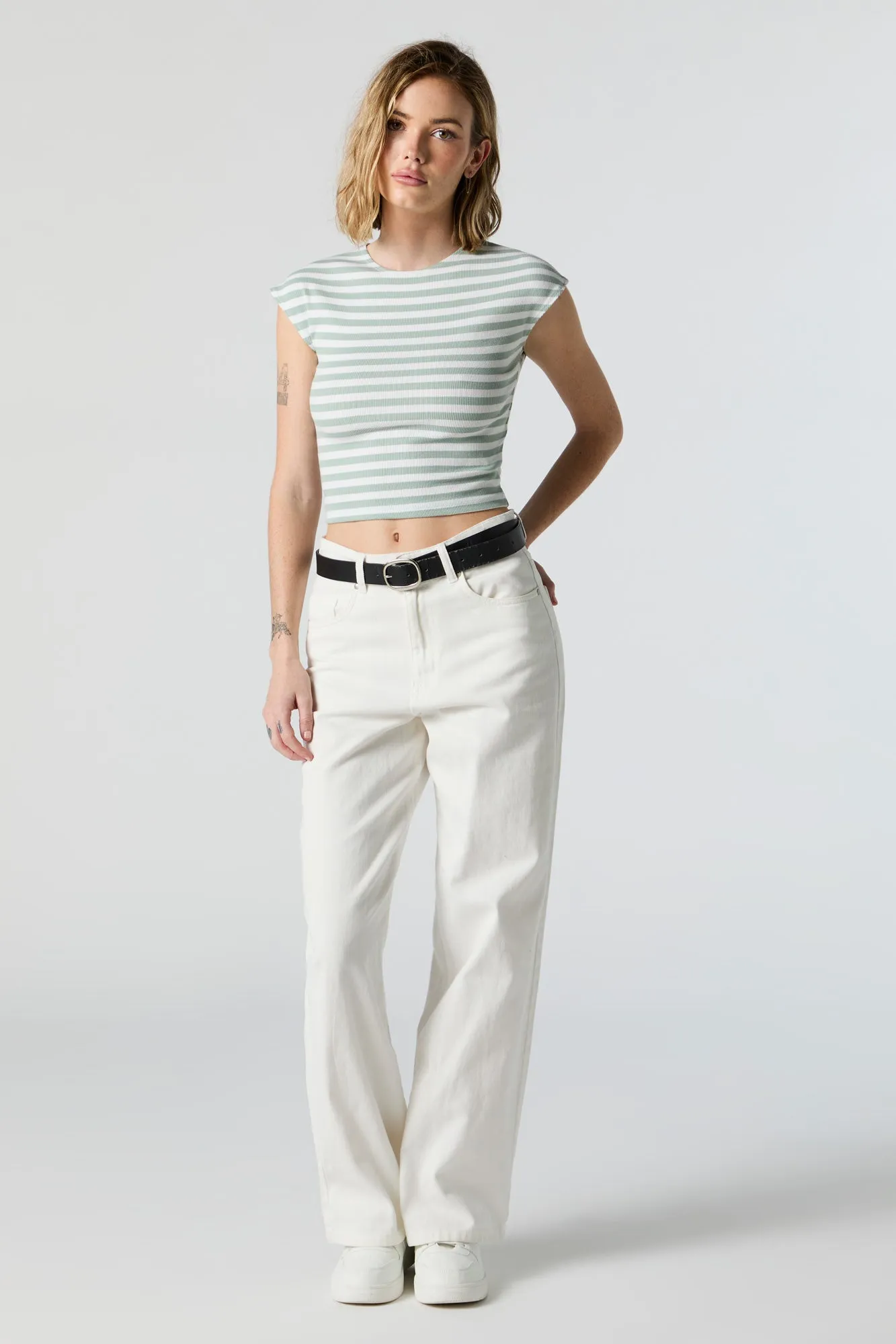 Ribbed Cap Sleeve Crop Top sold by Charlotte Russe product image thumbnail 3