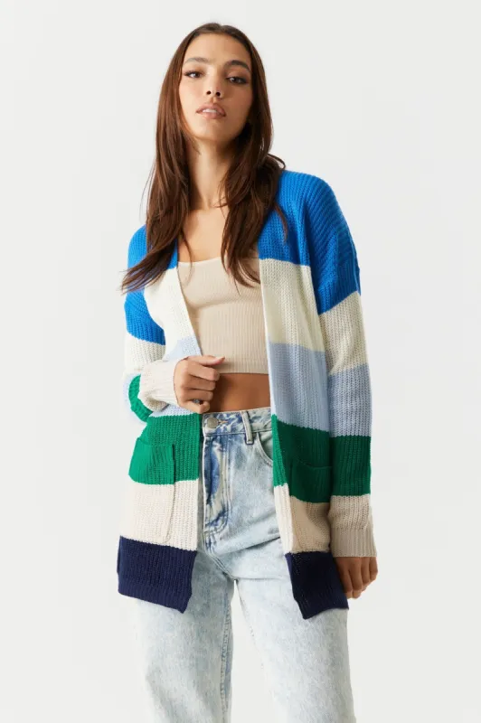 Open Front Stripe Knit Cardigan sold by Charlotte Russe