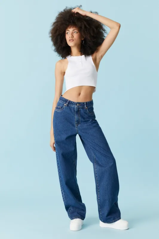 Refuge Dark Wash Wide Leg Jean sold by Charlotte Russe