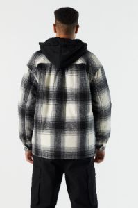Hooded Plaid Shacket sold by Charlotte Russe