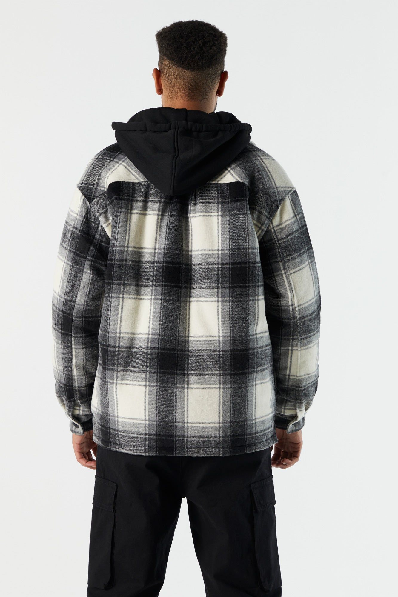 Hooded Plaid Shacket sold by Charlotte Russe product image thumbnail 3
