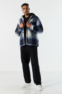 Hooded Plaid Shacket sold by Charlotte Russe