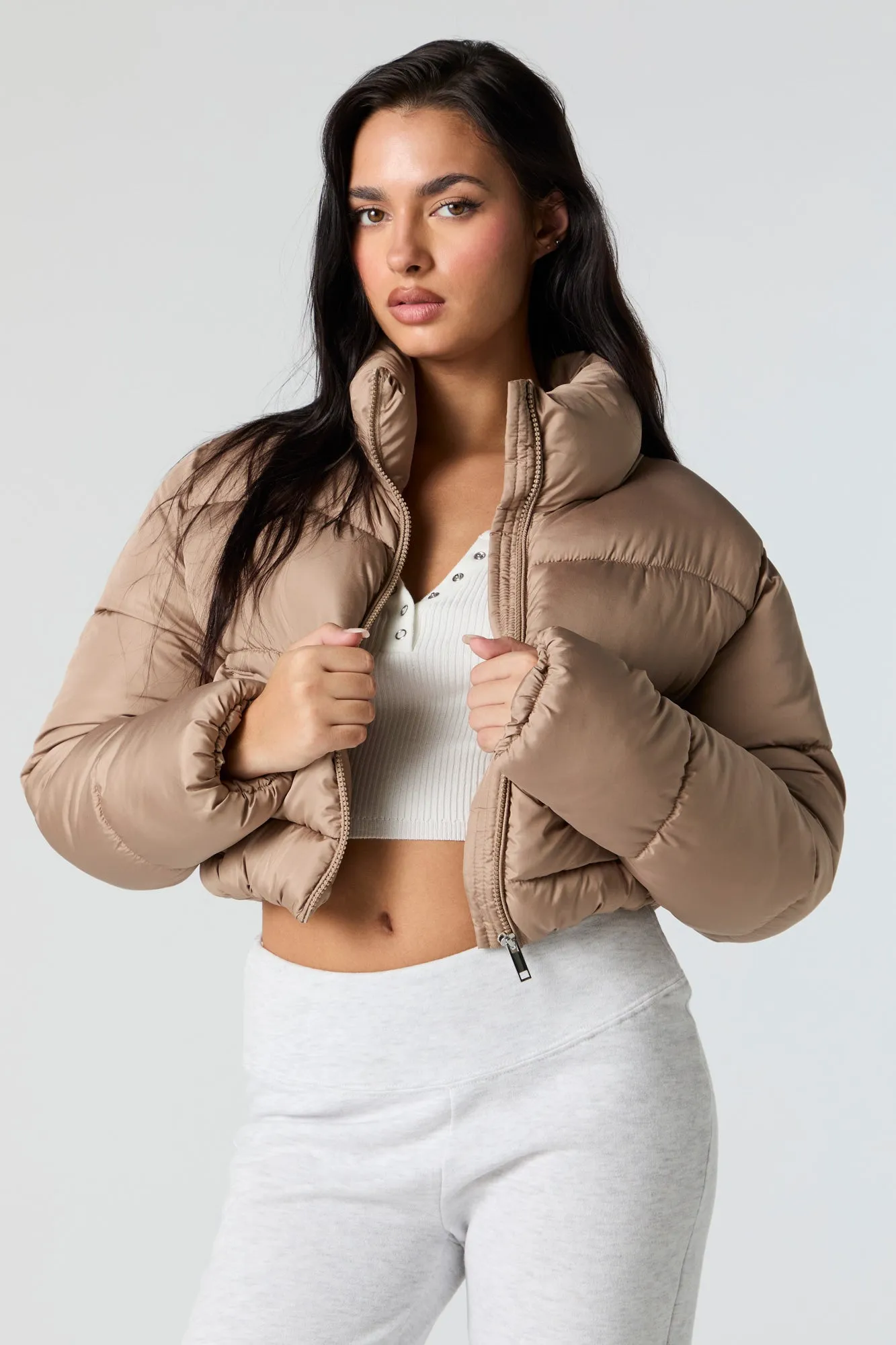 Cropped Puffer Jacket sold by Charlotte Russe product image thumbnail 4